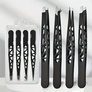 Stainless Steel Precision 1set Tweezer - Professional Slant, Pointed, Flat & Angled Tips for Eyebrow Shaping, Splinter & Ingrown Hair Removal - Unscented Cosmetic Beauty Tools, Cosmetic Makeup Tool for Men & Women