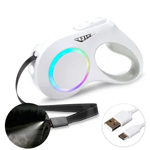 Illuminate Your Night Walks: 16FT Rechargeable Dog Leash with LED Light
