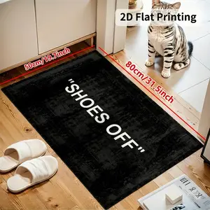 Hypebeast "SHOES OFF" Minimalist Doormat  Modern Virgil Style Aesthetic Welcome Mat | Soft Absorbent Flannel Entryway Rug