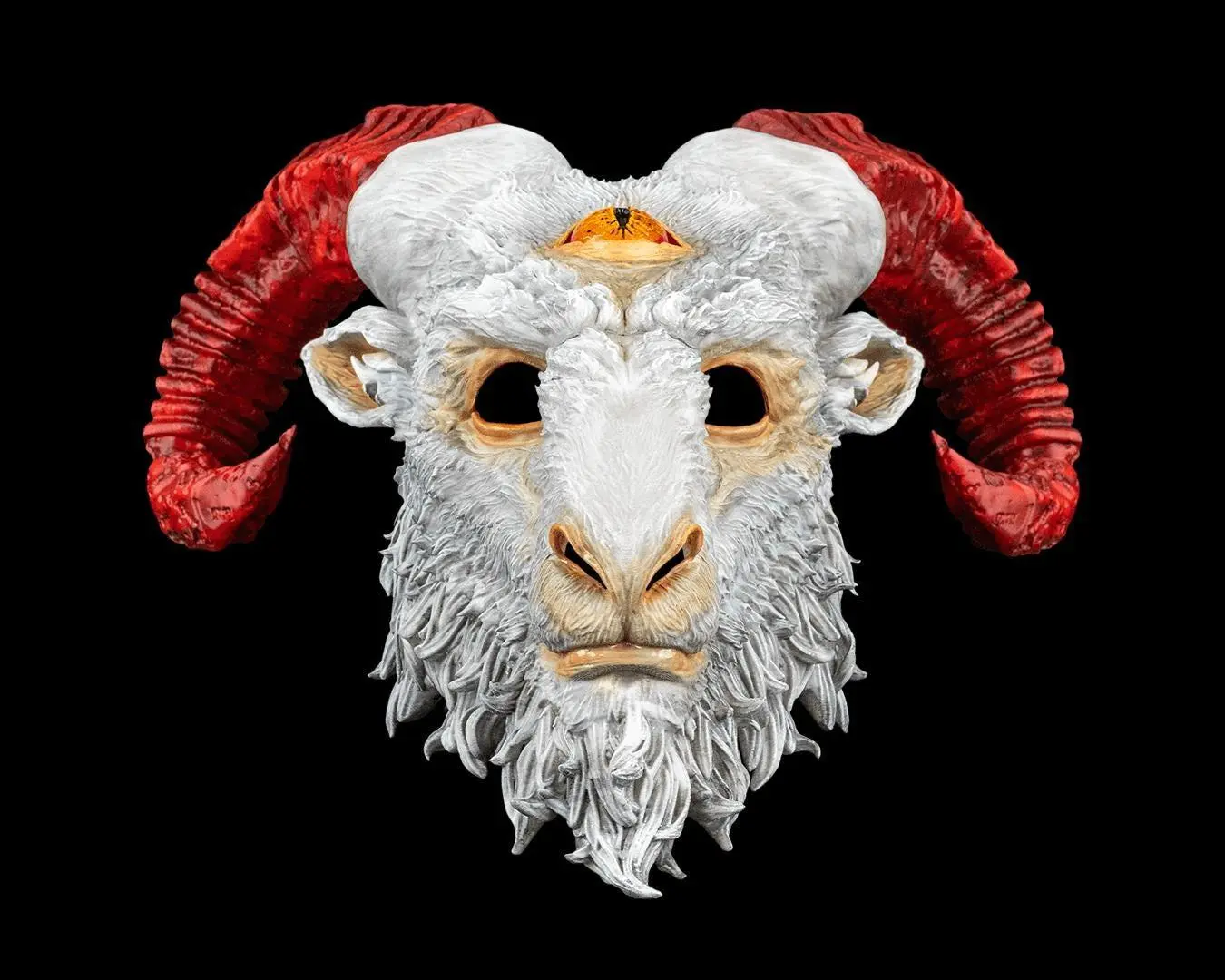 Goat of Abyss Mask - 3D Printed PETG Halloween Costume - Handpainted Cosplay Prop