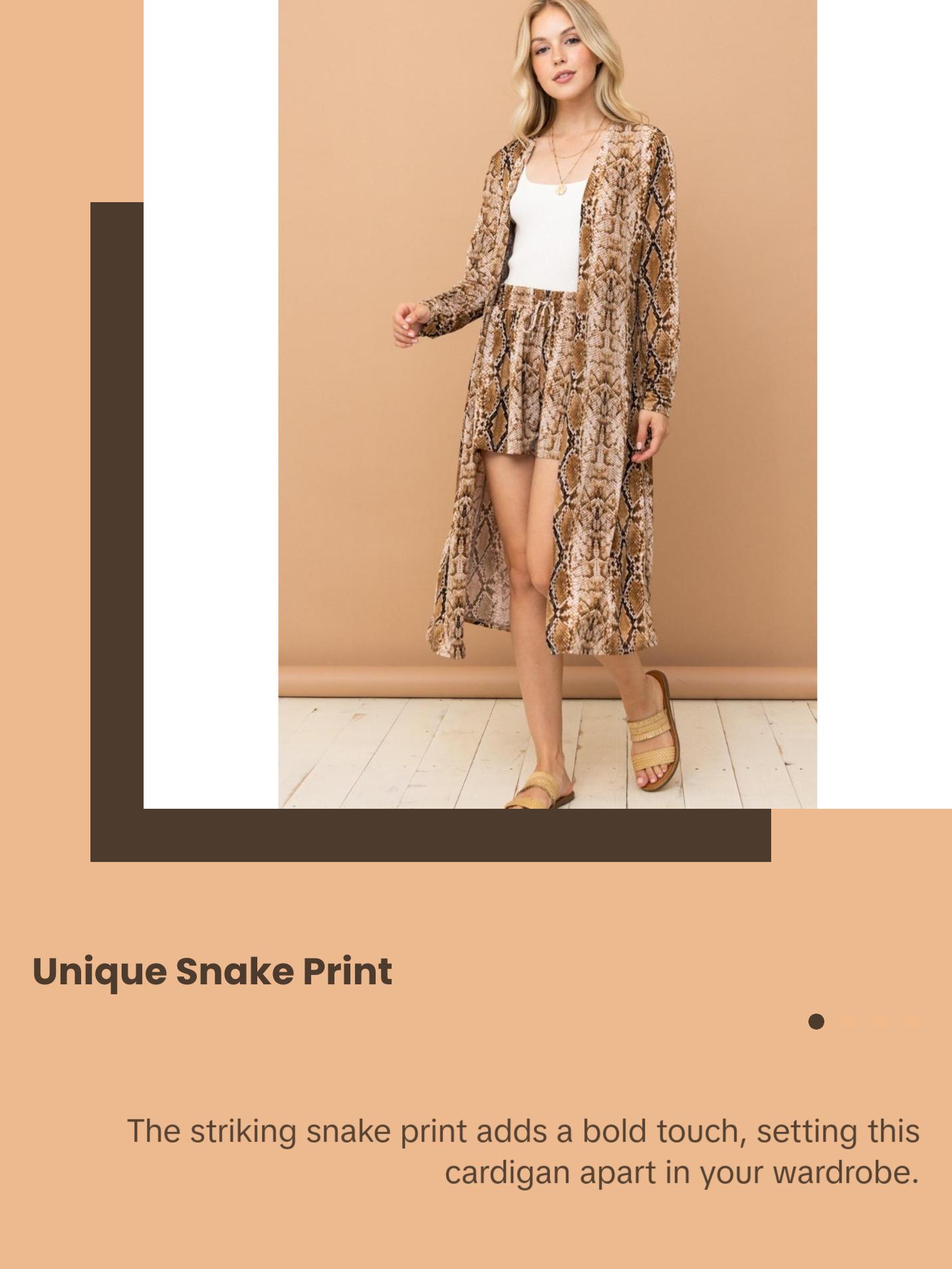 And The Why Snake Print Kimono Open Front Longline Cardigan And The Why Snake Print Kimono Open Front Longline Cardigan