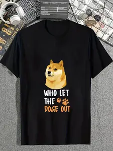 100% Cotton Unisex 100% cotton Who Let The Doge Out Funny Crypto Meme T-Shirt women graphic shirts