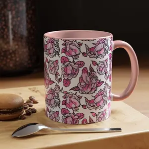 Funny Humor, Floral Penis Cup, Sexy P Black Mug, Accent Coffee Mug (11, 15oz), Naughty Gift, Inappropriate Tea Cup, Mature Coffee Mug, Tea - Coffee Lover For Family Mug