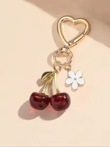 Chic Cherry Keychain Bag Charm, Alloy Material, Minimalist Design for Women's Accessories, Perfect Gift Idea, Keychain Pendant