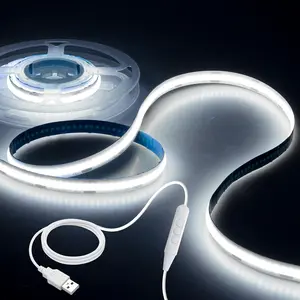 1M 5V COB LED Strip Light White 6000K Dimmable USB Powered TV LED Backlights 3.28FT 320Leds Flexible LED Tape Light Ultra Bright for 3D Printer Kitchen Under Cabinet Home Decoration CRI>85