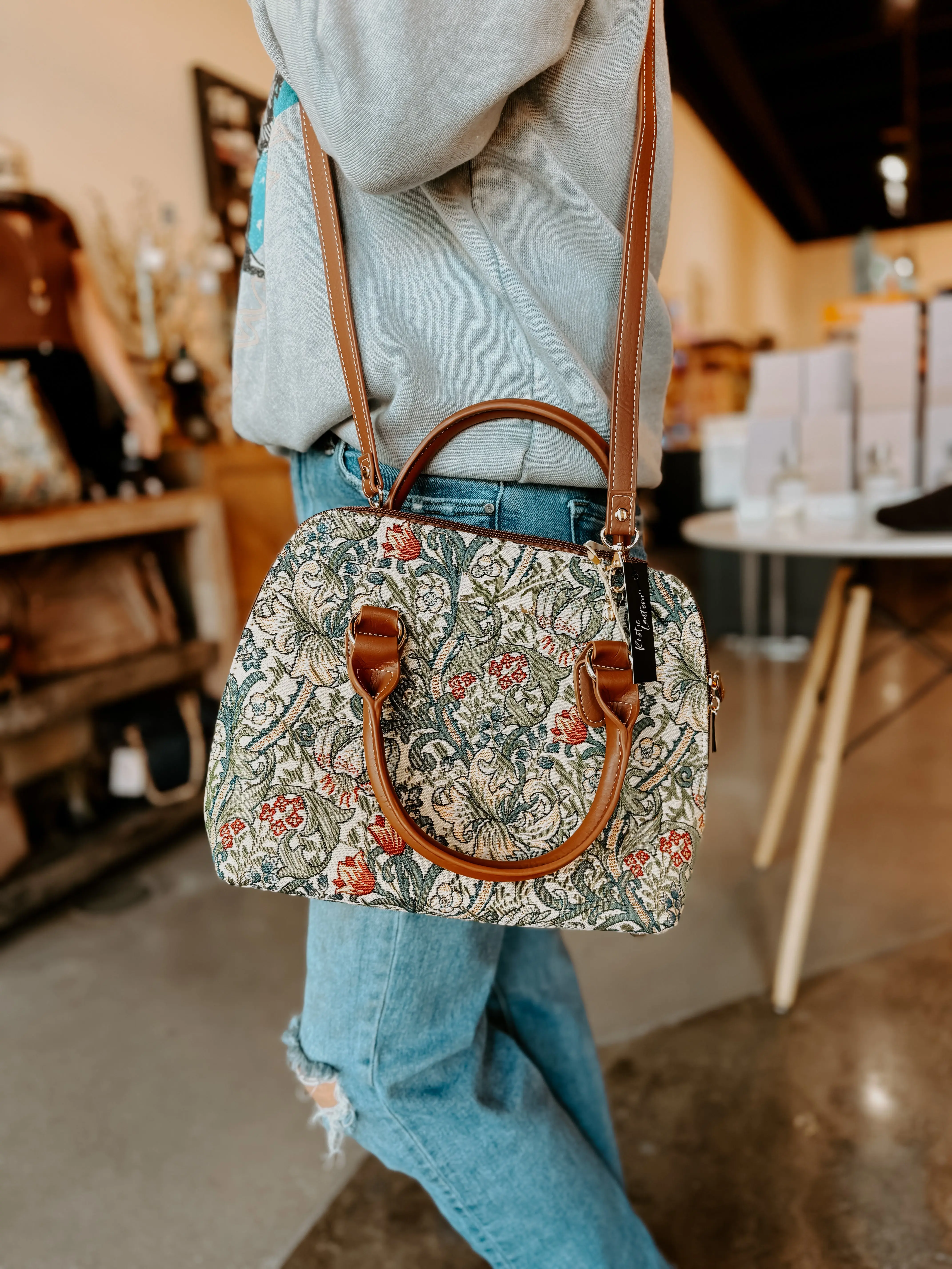 Floral Tapestry Hand Bag
