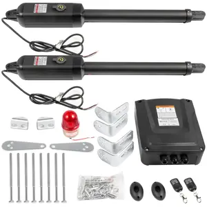 Dual Swing Gate Opener Heavy Duty Automatic Gate Opener Up To 660 Lbs And 18 Ft Long Gate, AC Powered 50W System With Remote Control, Complete Kit, Push/Pull-To-Open Dual Gate Opener, 16 Mm/S Fast Opening