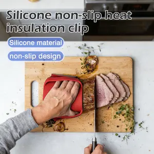 1 Count Silicone Kitchen Clamp, red, suitable for cooking baking and barbecuing