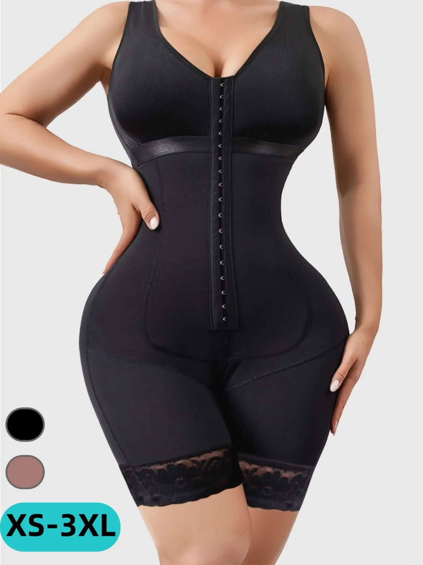 Women's Solid Color Shapewear Bodysuit, Tummy Control Butt Lift Shaper, Colombian Faja, BBL Fajas, Women's Shapewear for Daily Wear, Underwear, Womenswear