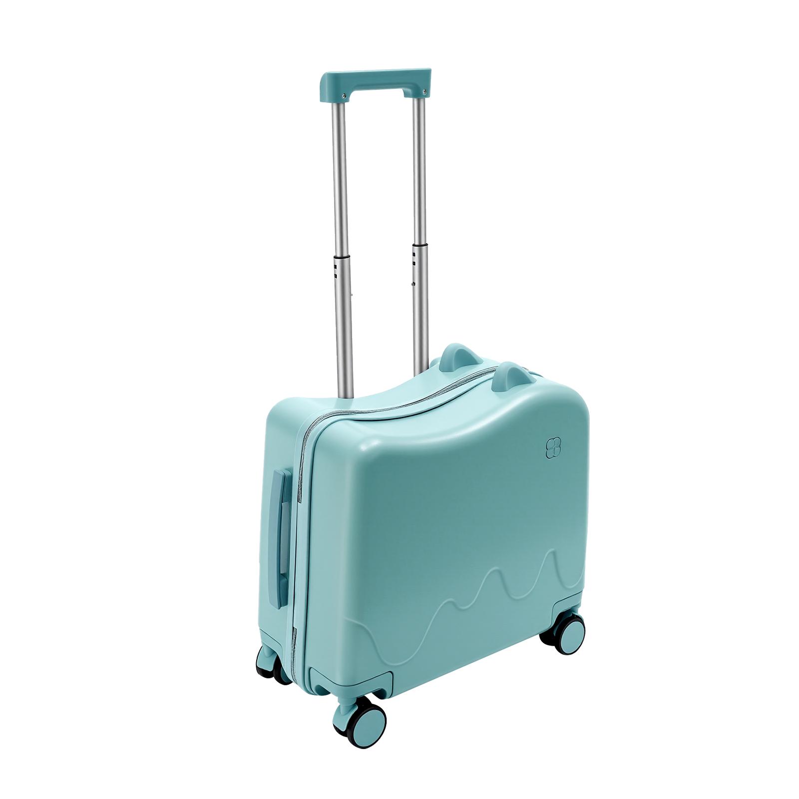 33.6Qt Ride-On Suitcase for Kids with Built-in Lock & Adjustable Pull Rod, ABS Children's Luggage with 4 Silent Wheels, 110 lbs Capacity Rideable Suitcase for Airplane Travel, Birthday Gift for Boys Girls Ages 3-6