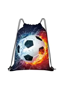 1 lightweight drawstring backpack with basketball/soccer/volleyball/American football print. Durable polyester material, practical pocket, suitable for fitness/sports/outdoor activities. Can also be used as a party drawstring gift bag