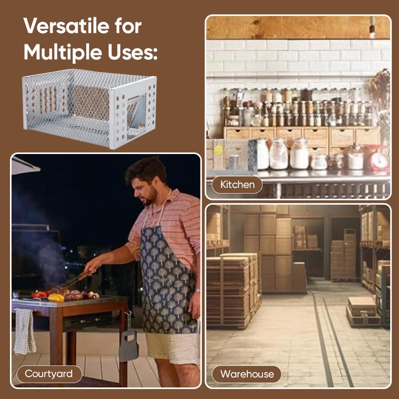 Efficient Automatic Mousetrap with Double-Opening One-Way Door Design Sturdy Net Cage Large Capacity for Indoor & Outdoor Use