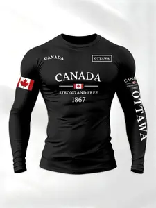 Men's 3D Print Long Sleeve T-Shirt, Breathable Comfort, Casual Sports Mexican Pattern, Fitted Crop Top, All Seasons Wear, Athletic Sports Clothing