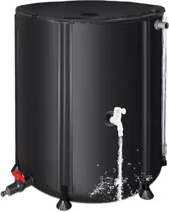 - 53 Gallon Portable Water Storage Tank, Rainwater Collect System Downspout, Water Catcher Container with Filter Kit Cleaning