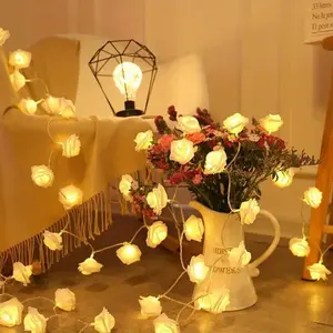 3pcs White Rose Flower LED fairy Light Artificial Flower String Waterproof Lights Lampu Hiasan, Without Battery Maple Fall Lighted Tree