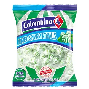Colombina Jumbo Spearmint Balls 120 ct. - Colombina Jumbo Mint Balls 120 ct. - Hard and Long Lasting Candy with Spearmint Flavor - 120 Count Candy Bag Snack Sweet
