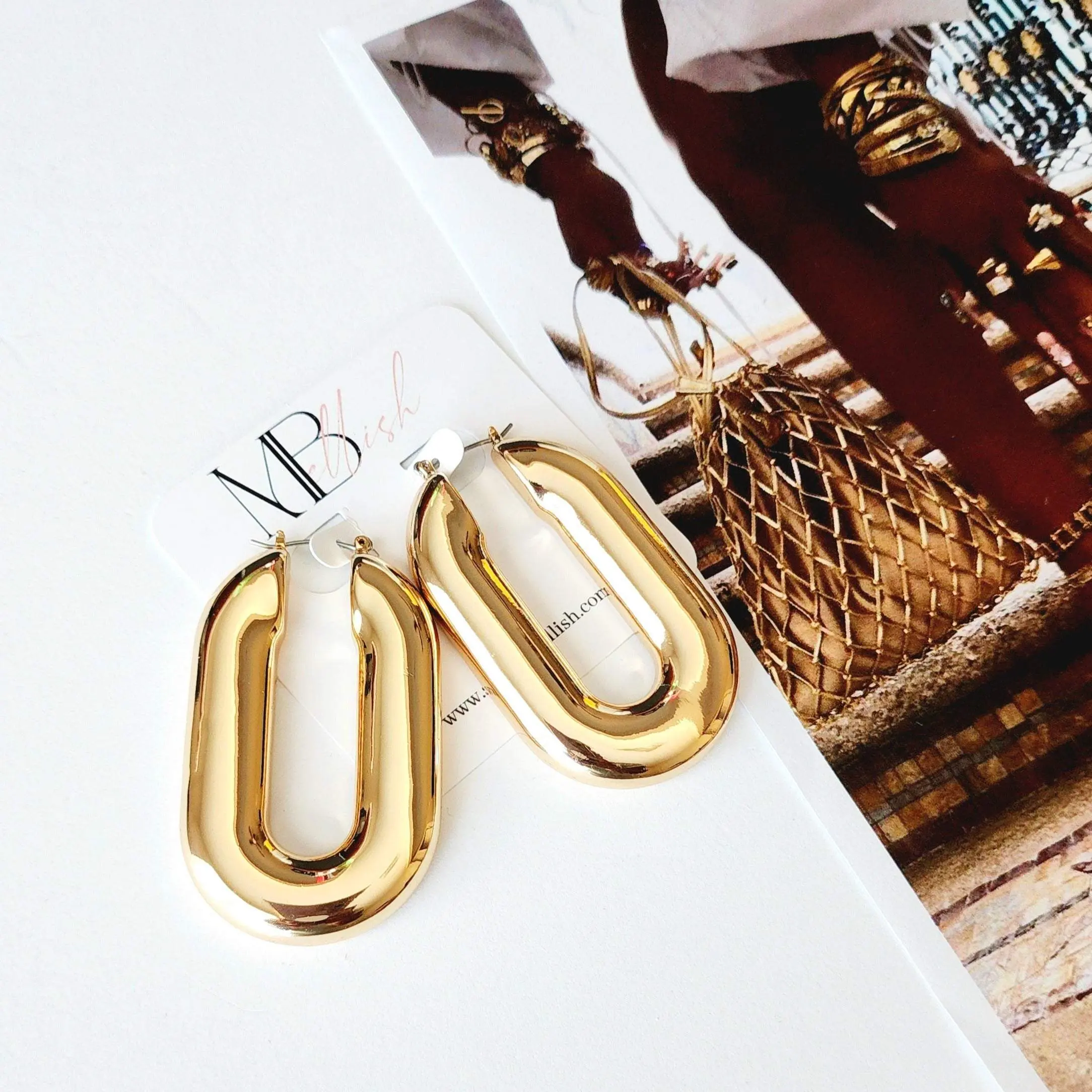 "Macy" Long Hoop Earrings
