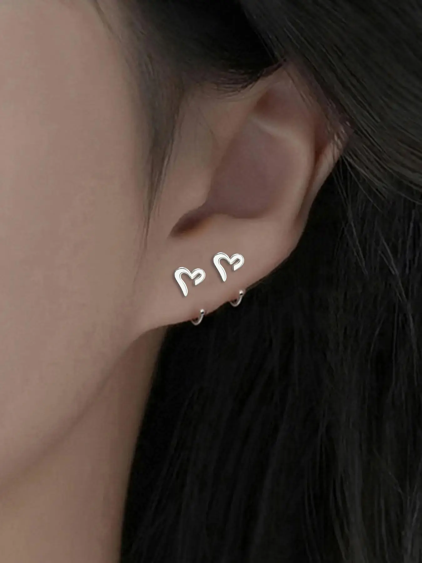 Mini Heart Shaped Stud Earrings, High Quality Earrings, Geometric Pattern Casual All-match Jewelry for Girls Gift, Female Classic Fashionable Jewelry Accessories for Daily Wear