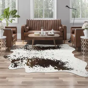 Non-Slip  Faux Cowhide Rug, Large Industrial & Western Carpet | Animal Skin Print Decor for Living Room Office
