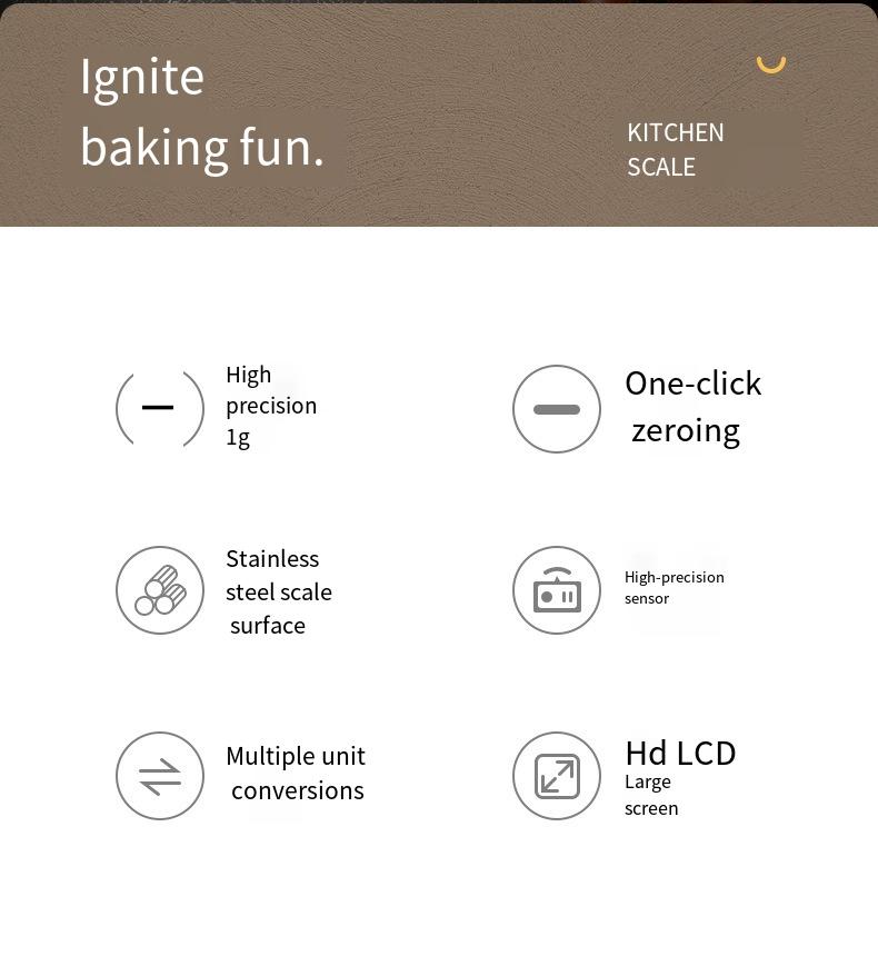 5kg/1g Multifunction Electric Digital Kitchen Food Scale LCD Display, High Precise Waterproff Measuring Scale Stainless Steel