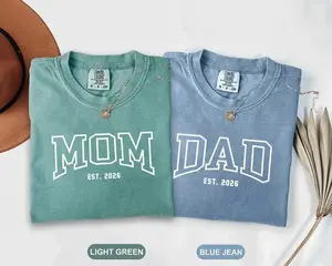 Comfort Colors Custom Mama and Dad T-Shirt, New Dad Shirt, Gift for New Mom, Matching Pregnancy Announcement Tee, Gift For Mom and Dad, Mothers Day Outfit
