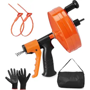 50 FT Plumbing Snake with Auto-Feed - for/Sink/Shower/Clogs,-Compatible Sewer Snake Tool & Cable - Snake Drain Hair Remover Tool