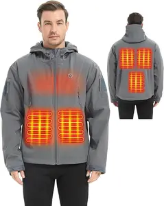 Heated Jacket for Men with Battery Pack 5 Heating Zones Winter Outdoor Rechargeable Electric Heating Coat，with 10000mah Battery,Waterproof Winter Outdoor Heating Jackets for Men