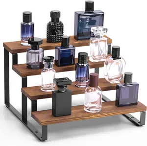 Wooden Cologne Organizer For Men, 4 Tiers Cologne Stand Shelf, Perfume Organizer Holder, Fragrance Display Storage Rack, Gift For Men