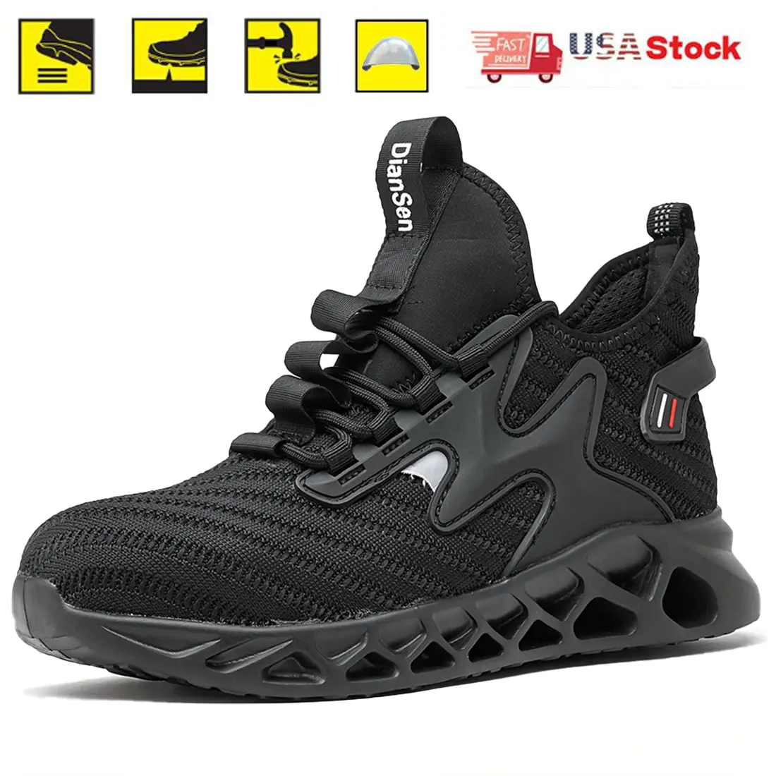 Men's Steel Toe Work & Safety Footwear, Lightweight Breathable Mesh Work Boots with Puncture-Resistant Kevlar Midsole for Industrial Construction Injury Prevention