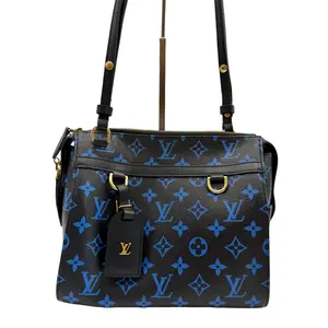 Pre-owned Louis Vuitton Black Blue Monogram Canvas Two‑Way Shoulder Crossbody Designer Bag