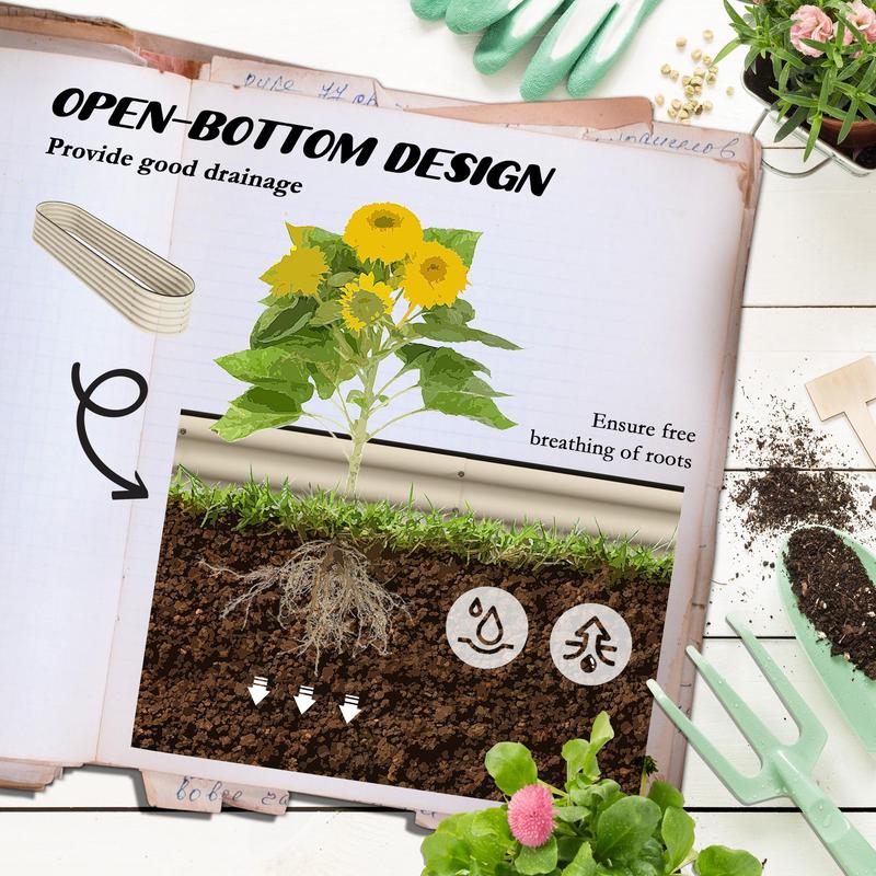 Outsunny 8' x 2' x 1.4' Galvanized Raised Garden Bed Kit with Safety Edging, Easy DIY Stock Tank for Growing Flowers, Herbs & Vegetables Outsunny 8' x 2' x 1.4' Galvanized Raised Garden Bed Kit with Safety Edging, Easy DIY Stock Tank for Growing Flowers, Herbs & Vegetables