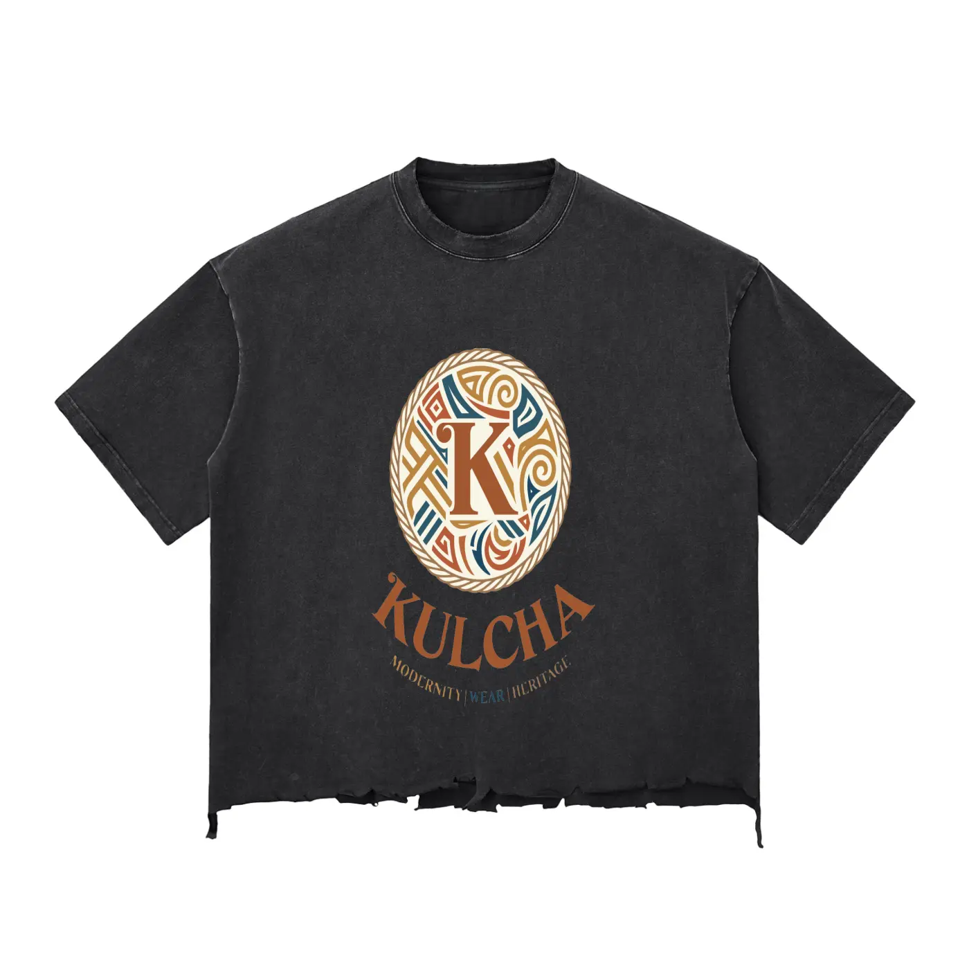 Kulcha-Snow Wash Raw-Hem Boxy T-shirt