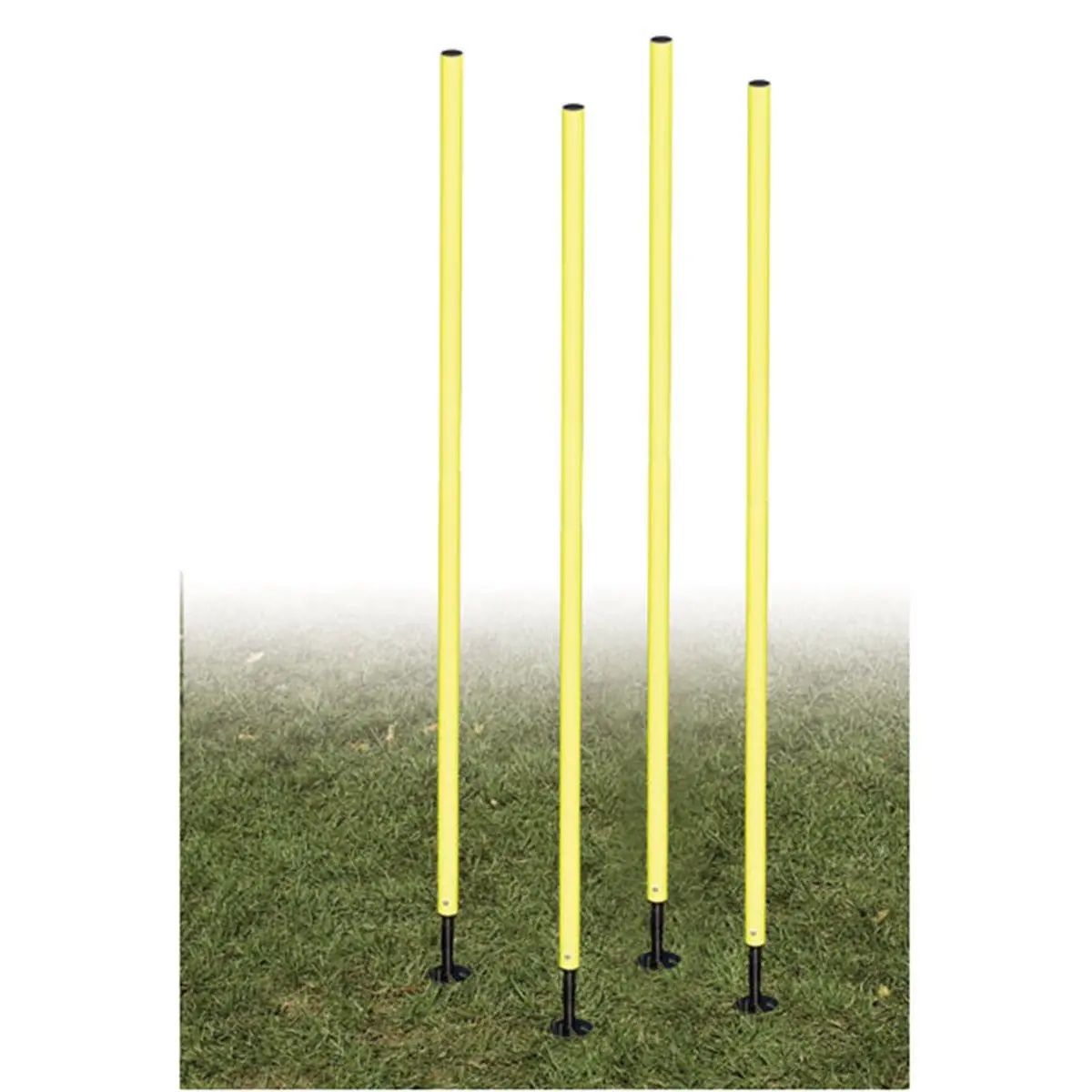 Champion Sports APSET Outdoor Agility Pole Set - Yellow, 4 Poles, Ideal for Running Drills, Compatible with Spring Spikes
