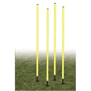 212 MAIN Outdoor Agility Pole Set, Yellow, 4 Poles with Spring Spikes, 66" Length, for Sports & Fitness Drills