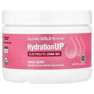 California Gold Nutrition HydrationUP®, Electrolyte Drink Mix with Calcium, Potassium, Vitamin C, and Vitamin E, Mixed Berry, 8 oz (227 g)