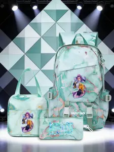 K-Pop Demon Hunter Backpack Set with Lunch Bag + Pencil Case, Cute Mermaid Scales Girl Schoolbag, Lightweight Travel Laptop Backpack