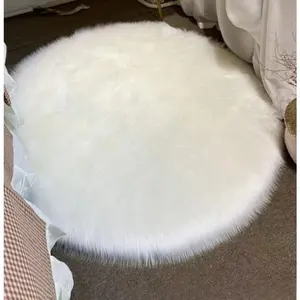 Round size long hair carpet, with various scenes imitation wool carpet round floor mat plush living room coffee table fur carpet mat bedroom bay window mat comfortable, suitable for all seasons, Fluffy Modern Rug, Decorative Area Rug, Soft Area Rug