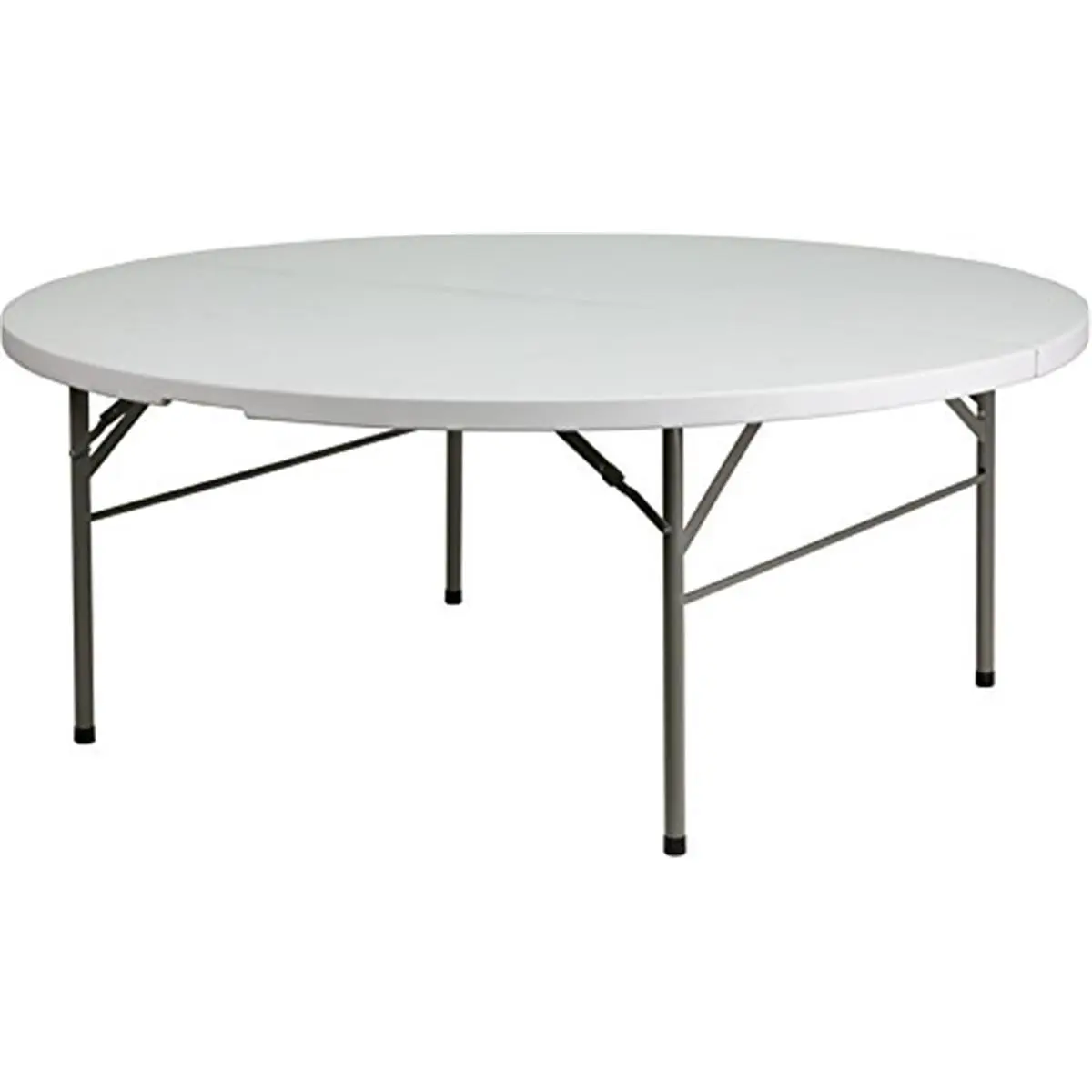 212 MAIN 72-in Round Bi-Fold Granite White Plastic Portable Folding Table, Indoor Furniture Piece