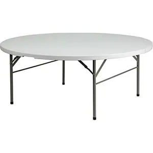 72'' Round Bi-Fold Granite White Plastic Folding Table []