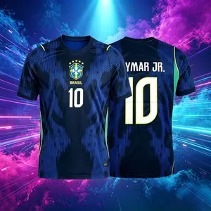 2026 Brazil National Away Blue Neymar Vini Raphinha Short Sleeve Soccer Jersey Fans Version