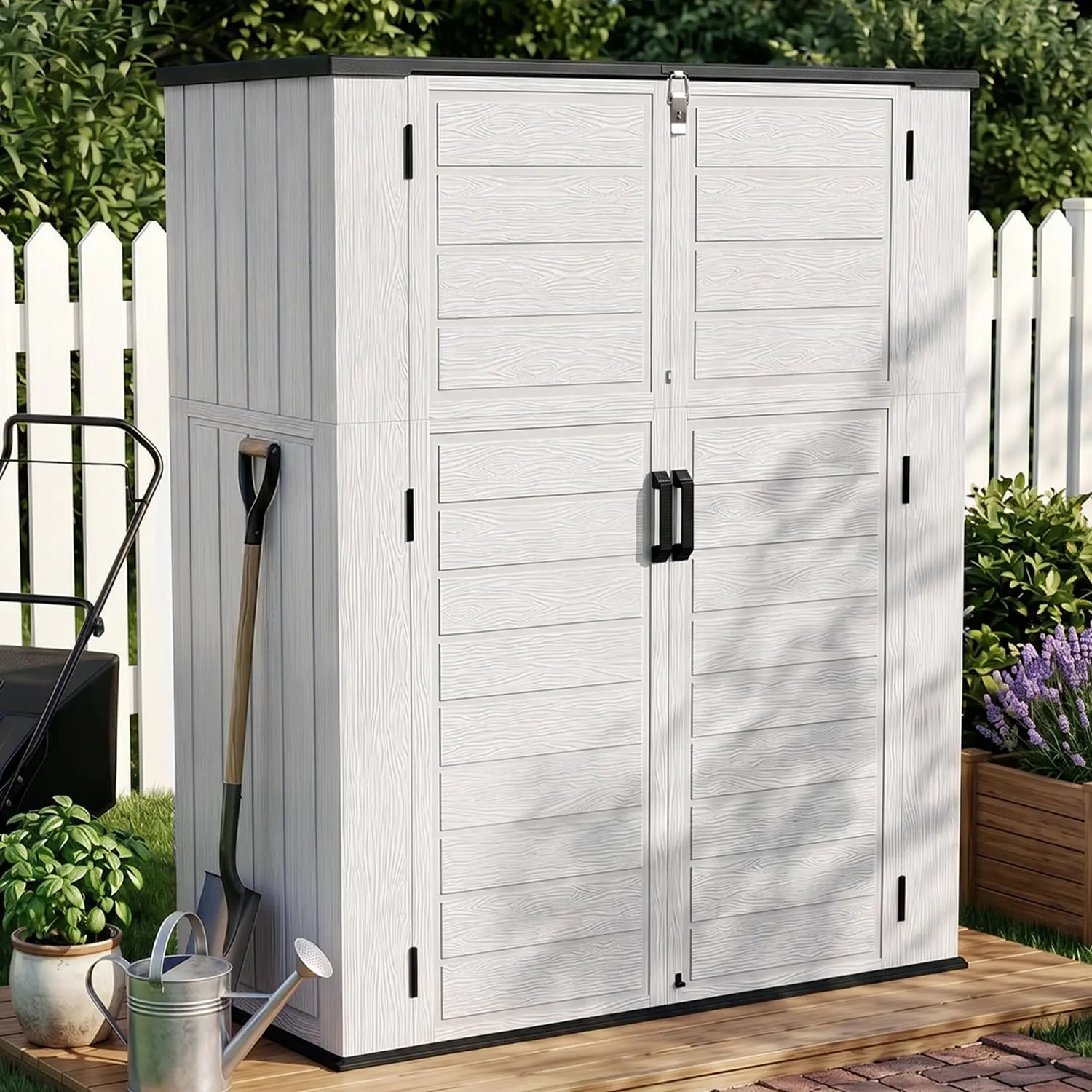 Outdoor Storage Shed Resin Waterproof Storage Cabinet for Patio Garden