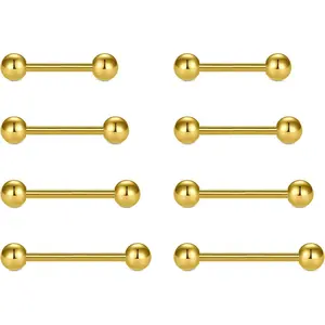 14g 16g Nipple Rings Tongue Rings 14 Gauge Surgical Steel Nipple Bar Barbell 14mm 16mm 18mm Silver Rose Gold Black Tongue Piercing Jewelry for Women Men
