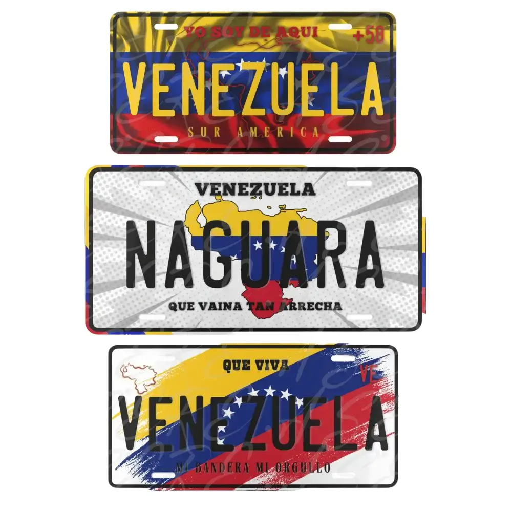 VENEZUELA License Plate 12x6 Inches Durable Aluminum Decorative Plate with Bold Designs Inspired by Flag & Country Maps Rust Proof Ready to Hang
