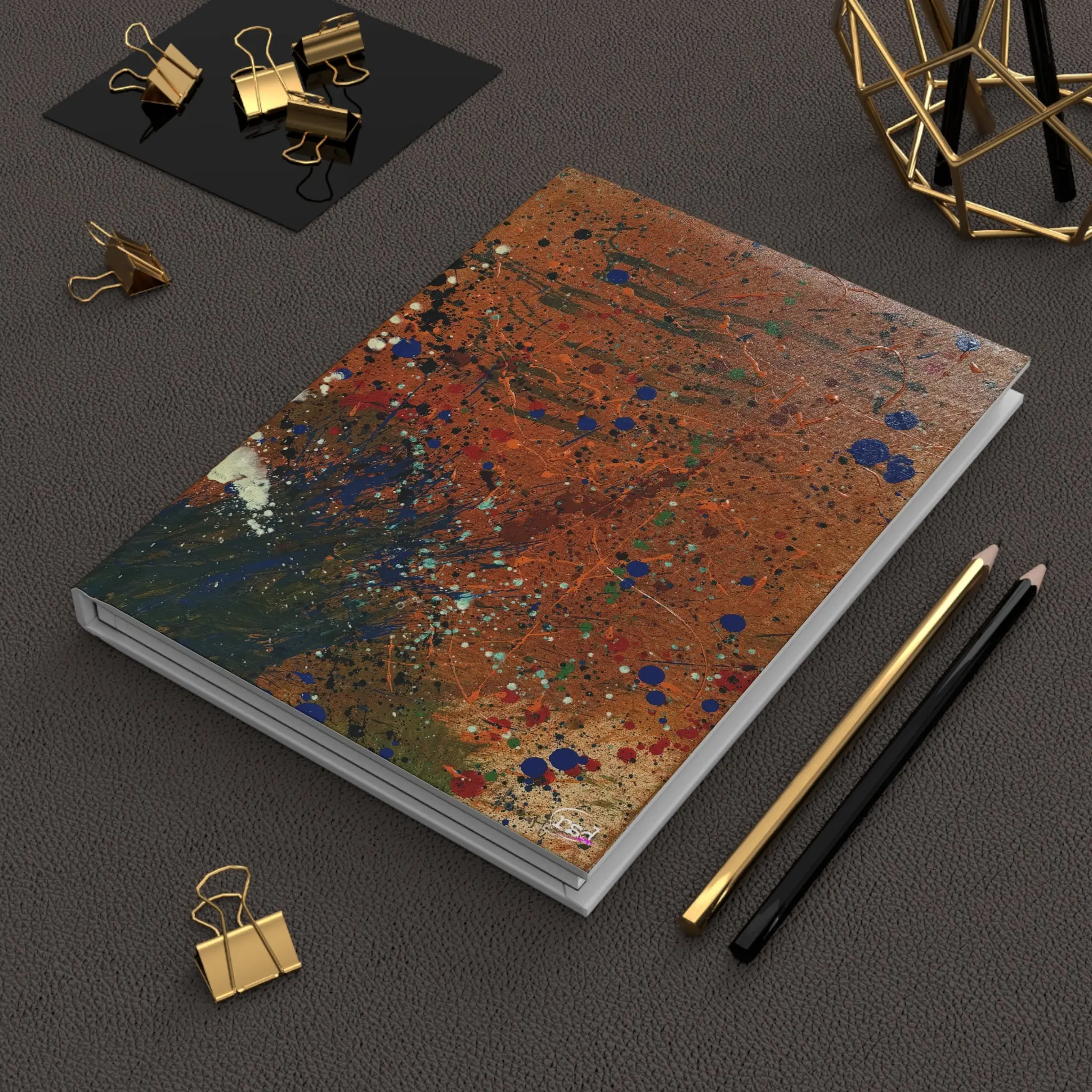 Martian Dawn Hardcover Journal — Acrylic Painted Abstract Notebook