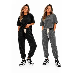 2 Joggers/Shirt Combo- Acid Washed