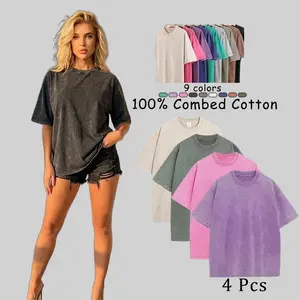 1/4 Pack Oversized Tshirts for Men Gym Vintage Heavyweight T Shirts Cotton Workout Acid Wash Baggy Tees