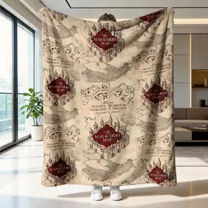 Harry Potter Map Theme Blanket, Soft Flannel Throw, Warm and Durable, Perfect Gift for Fans, Home Decor, Christmas Present