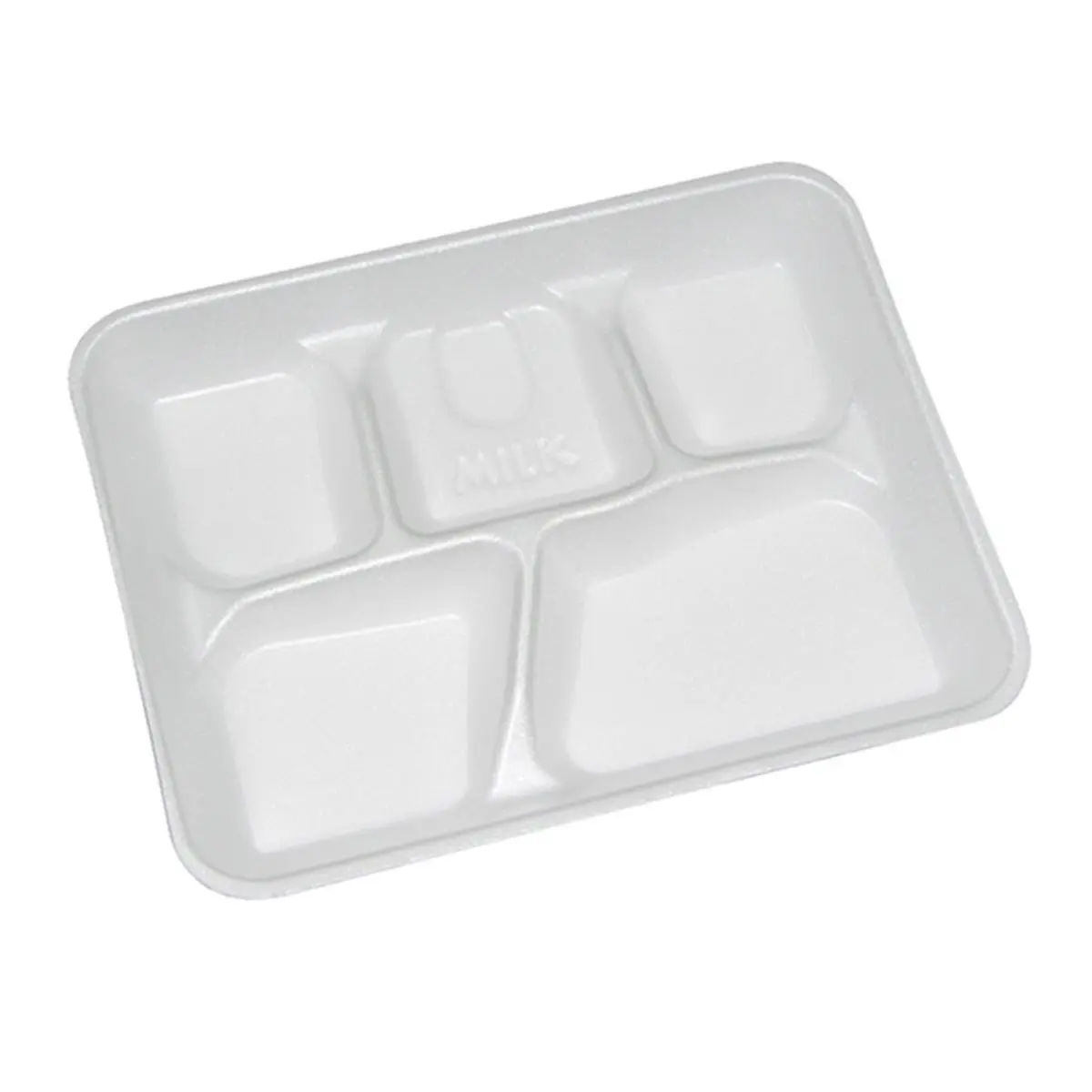 212 MAIN White Lightweight Foam 5-Compartment Tray Plates, 8.25x10.5 in. Kitchenware for Dry Food Storage, Ideal for School Organization Needs