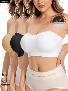 dailydrip Women's Strapless Push-Up Bralette, No Underwire, Removable Pads, Casual Daily Wear, All Seasons, Fitted Style, Kint Fabric  comfyessentials  tiktokshopbacktoschool comfortablebras everydaybra outfits outfitinspo  comfybra underwearinspo
