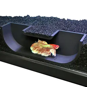 Betta Underground Tunnel Hideout Cave | Aquarium Hide For Small Fish and Shrimp | Viewing Betta Fish Rest Hammock Enrichment Toy | Betta Fish Tank Accessories Supplies Decorations Ornaments Toys Decor